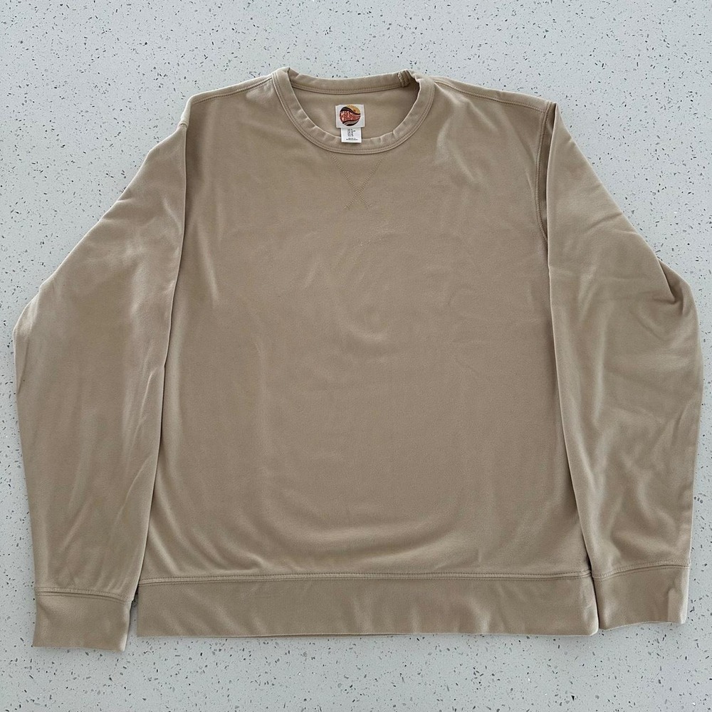 C&C California Mens Crewneck Sweatshirt Tan Khaki Long Sleeve Pullover Size M